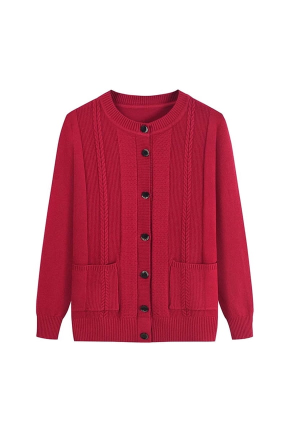 Womens Sweaters Classic Crew Neck Open Front Knit Cardigan Sweaters Long Sleeve Botton Down Lightweight Tops For Ladies