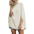 thumbnail image 1 of Bibifish Womens Sweaters Cozy High Neck Mid Cape Poncho Soft Warm Knitted Shawl For Ladies Loose Fit Trendy Fall Winter Outfits, 1 of 4