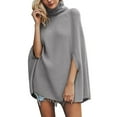 thumbnail image 1 of Bibifish Womens Sweaters Cozy High Neck Mid Cape Poncho Soft Warm Knitted Shawl For Ladies Loose Fit Trendy Fall Winter Outfits, 1 of 4
