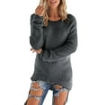 thumbnail image 1 of Bibifish Womens Sweaters Cozy Long Sleeve Fuzzy Sweaters Lightweight Soft Crewneck Pullovers Sweaters Loose Fit Fluffy Sweaters For Ladies, 1 of 6