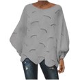 thumbnail image 1 of Bibifish Womens Sweaters Cutout Hook Ladies Loose Fit Knitwear Boat Neck Soft Autumn Winter Oversized Popular Sweaters For Ladies, 1 of 4
