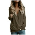 thumbnail image 1 of Bibifish Womens Sweaters Deep V Neck Long Sleeve Wrap Sweaters Loose Fit Knitted Pullovers Fall Winter Pullover Tops For Ladies, 1 of 5
