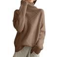 thumbnail image 1 of Bibifish Womens Sweaters Diamond Pattern Long Sleeve High Neck Knit Tops Autumn Winter Patchwork Thickened Loose Sweaters Base Sweaters, 1 of 5
