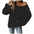 thumbnail image 1 of Bibifish Womens Sweaters Loose Fit Off The Shoulder Pullover Sweaters Baggy Long Sleeve Sweaters Trendy Autumn Knitted Tops For Ladies, 1 of 4