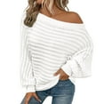 thumbnail image 1 of Bibifish Womens Sweaters Off Shoulder Batwing Sleeve Sweaters Fall Winter Solid Color Oversized Pullover Sweaters For Ladies, 1 of 7