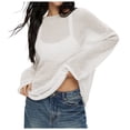 thumbnail image 1 of Bibifish Womens Sweaters Oversized Long Sleeve Sheer Mesh Knit Sweater Tops Loose Fit Lightweight Hollow Out Beach Pullover Knitted Tops, 1 of 6
