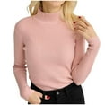 thumbnail image 1 of Bibifish Womens Sweaters Soft Ribbed Pullover Turtleneck Pullover Tops Elegant Plain Knitted Slim Fit Long Sleeve Autumn Winter Basic Sweaters, 1 of 4