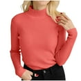 thumbnail image 1 of Bibifish Womens Sweaters Soft Ribbed Pullover Turtleneck Pullover Tops Elegant Plain Knitted Slim Fit Long Sleeve Autumn Winter Basic Sweaters, 1 of 4