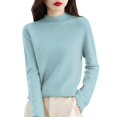thumbnail image 1 of Bibifish Womens Sweaters Solid Color Mid Neck Long Sleeve Warm Pullover Knitted Pullover Tops Fall Winter Soft Basic Loose Sweaters, 1 of 7
