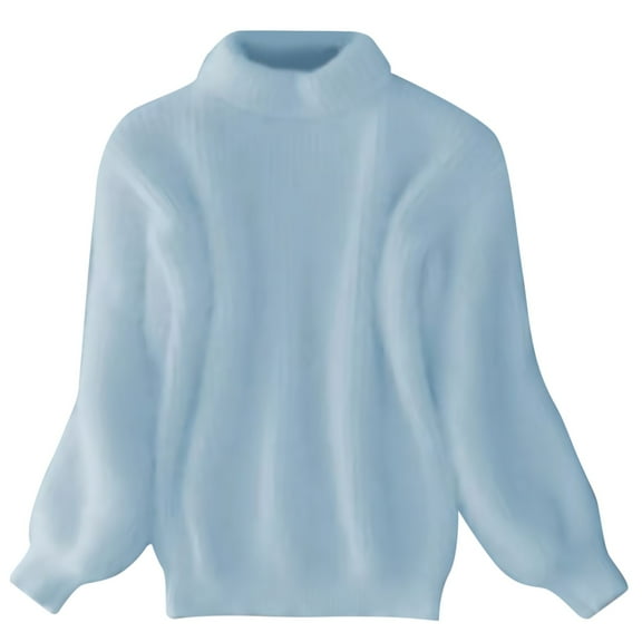 Bibifish Womens Sweaters Winter Long Sleeve Mid Neck Thick Fuzzy Sweaters Solid Color Loose Fluffy Plush Pullover Knitted Sweaters