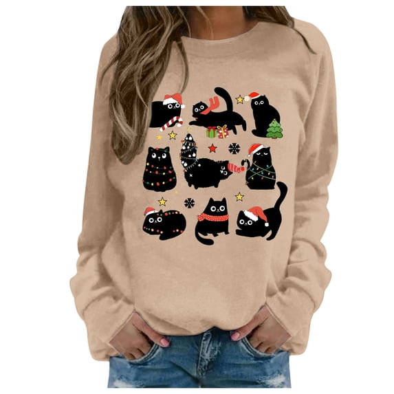 Bibifish Womens Sweatshirts Animal Pattern Graphic Crewneck Sweatshirts Loose Long Sleeve Pullover Tops Casual Fall Outfits