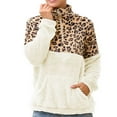 thumbnail image 1 of Bibifish Womens Sweatshirts Casual Half Zip Leopard Print Fuzzy Sweatshirts Trendy And Comfy Long Sleeve Pockets Sweatshirts For Ladies, 1 of 7