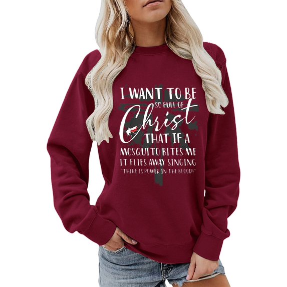 Bibifish Womens Sweatshirts Christian Quote Graphic Crewneck Sweatshirts Soft Relaxed Fit Casual Daily Outings Inspirational Pullover Tops