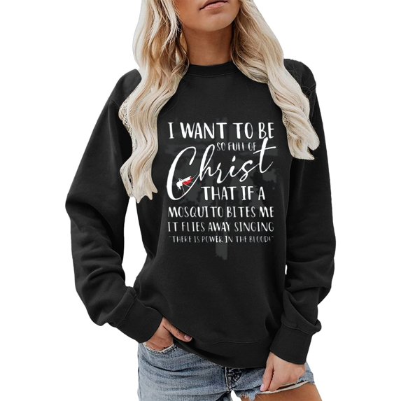 Bibifish Womens Sweatshirts Christian Quote Graphic Crewneck Sweatshirts Soft Relaxed Fit Casual Daily Outings Inspirational Pullover Tops