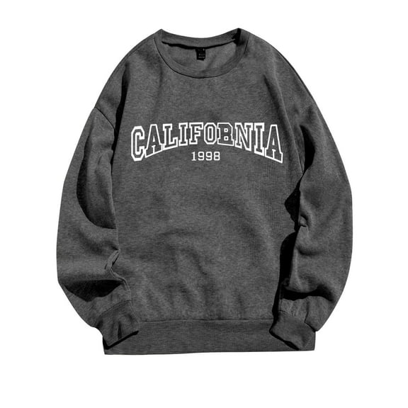 Bibifish Womens Sweatshirts Graphic Crewneck Sweatshirts Classic Letter Pattern Oversized Casual Streetwear Daily Outings Trendy Chic Sweatshirts