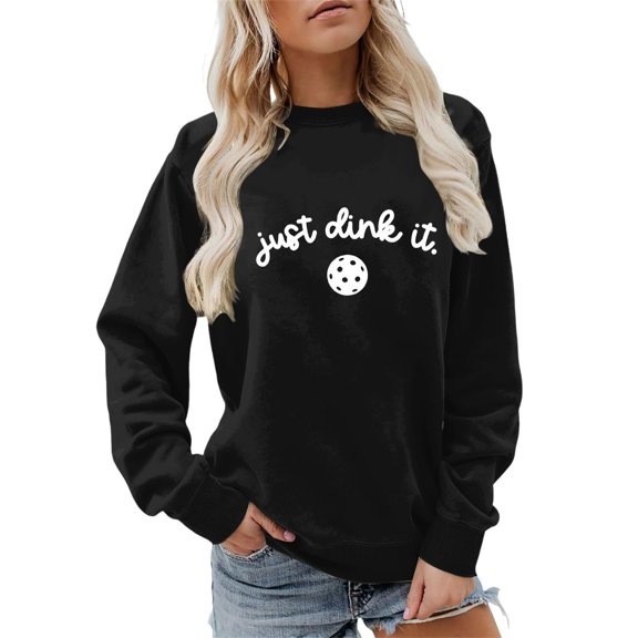 Bibifish Womens Sweatshirts "Just Dink It" Bowling Graphic Hooded Pullover Soft Casual Daily Leisure Outings Playful Stylish Sweatshirts