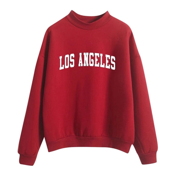 Bibifish Womens Sweatshirts LA Letter Printed Crewneck Long Sleeve Sweatshirts Spring Fall Casual Loose Fit Cute Pullover Tunic Tops