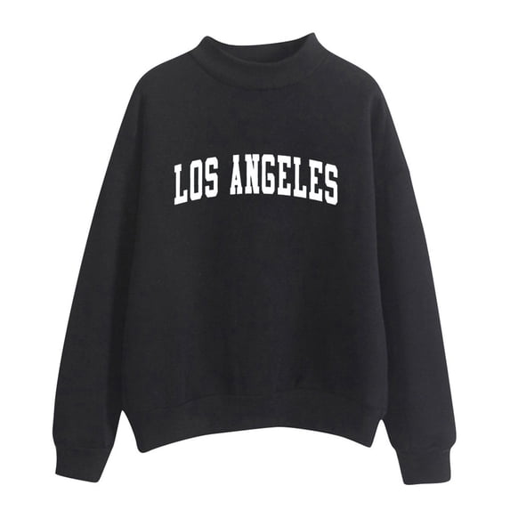 Bibifish Womens Sweatshirts LA Letter Printed Crewneck Long Sleeve Sweatshirts Spring Fall Casual Loose Fit Cute Pullover Tunic Tops