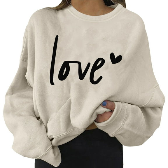 Bibifish Womens Sweatshirts Love Letter & Heart Graphic Hooded Pullover Long Sleeve Relaxed Fit Casual Daily Dating Outings Classic Sweatshirts