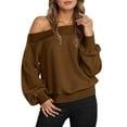 thumbnail image 1 of Bibifish Womens Sweatshirts Oversized Fleece Lined Off Shoulder Sweatshirts Casual Long Sleeve Streetwear Ladies Trendy Pullover Tops, 1 of 7