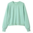 thumbnail image 1 of Bibifish Womens Sweatshirts Round Neck Long Sleeve Short Sweatshirts Fall Winter Sports Workout Wear Trendy Solid Color Pullover Tops, 1 of 1