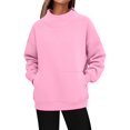 thumbnail image 1 of Bibifish Womens Sweatshirts Solid Color Side Pockets Pullover Sweatershirts Neck Comfy Long Sleeve Tops Trendy Oversized Fall Tops, 1 of 5
