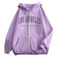 thumbnail image 1 of Bibifish Womens Sweatshirts Trendy Letter Printed Zipper Hooded Jackets Long Sleeved Drawstring Casual Sports Hoodies With Pockets, 1 of 3