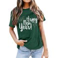 thumbnail image 1 of Bibifish Womens T-Shirt Black Happy New Year Graphic Print Short Sleeve Soft Crew Neck tee Relaxed Fit Casual Holiday Party Festive Stylish top, 1 of 4