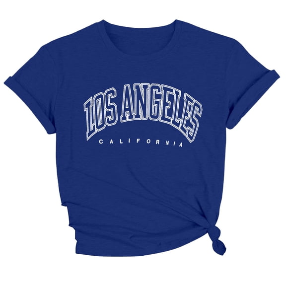 Bibifish Womens T-Shirt Black Los Angeles California Letter Print Crew Neck Short Sleeve tops Relaxed Fit Breathable Casual Travel Outings Daily Wear Trendy Tee