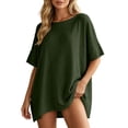 thumbnail image 1 of Bibifish Womens T Shirt Boat Neck Short Sleeve Oversized softTops Soft Casual Summer Tees, 1 of 6