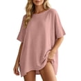 thumbnail image 1 of Bibifish Womens T Shirt Boat Neck Short Sleeve Oversized softTops Soft Casual Summer Tees, 1 of 6