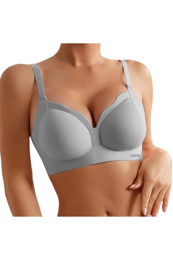 Womens T-Shirt Bras Adjustable Straps Scalloped V Neck Molded Cup Everyday Bras Daily Casual Comfort Support Bras