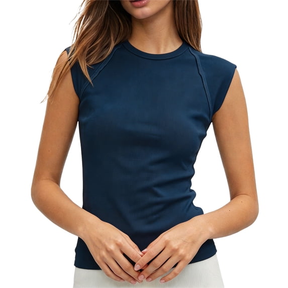Bibifish Womens T Shirt Crew Neck Cap Sleeve Slim Fit Tops Soft Breathable Casual Summer Tees