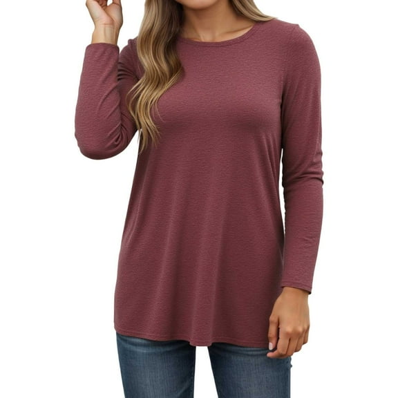 Bibifish Womens T-Shirts Autumn Winter Soft Long Sleeve Oversized Tees Casual Streetwear Classic Round Neck Ladies Workout Outfits