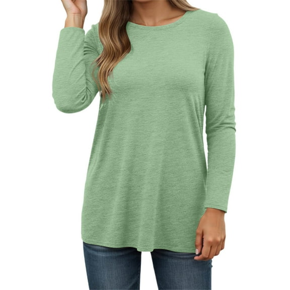 Bibifish Womens T-Shirts Autumn Winter Soft Long Sleeve Oversized Tees Casual Streetwear Classic Round Neck Ladies Workout Outfits