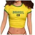 thumbnail image 1 of Bibifish Womens T-Shirts Brazil Short Sleeve Crop T Shirts Slim Fit Classic Crew Neck Graphic Tees Vintage 90s Streetwear Shirts, 1 of 5