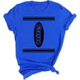 thumbnail image 1 of Bibifish Womens T-Shirts Funny Crayon Letter Print Cozy Short Sleeve Crewneck Tee Shirts Novelty Graphic Pullover Tops For Ladies, 1 of 2