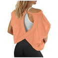 thumbnail image 1 of Bibifish Womens T-Shirts Short Sleeve Workout Shirts Open Back Tops Casual Yoga Athletic Gym Slouchy Crop Running Tees For Ladies, 1 of 7