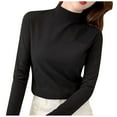 thumbnail image 1 of Bibifish Womens T-Shirts Slim Fit High Neck Thermal Tee Tops Warm Long Sleeve Tee Tops Stretch Soft Basic Pullover Tshirts For Ladies, 1 of 7