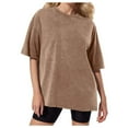 thumbnail image 1 of Bibifish Womens T-Shirts Washed Distressed Retro Oversized Tshirts Short Sleeve Crewneck Loose Fit Streetwear Unisex Tees, 1 of 4
