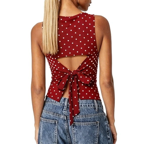 Bibifish Womens Tank Tops Boat Neck Soft Summer Tank Tops Polka Dot Fitted Sleeveless Basic Shirts