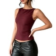 thumbnail image 1 of Bibifish Womens Tank Tops Boat Neck Solid Slim Cropped Summer Sleeveless Camisole Fitted Stretch Layering Undergarment Tops, 1 of 5