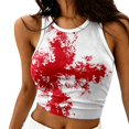 thumbnail image 1 of Bibifish Womens Tank Tops Crew Neck Red Splash Print Camisoles Cropped Summer Sleeveless Shirts, 1 of 4