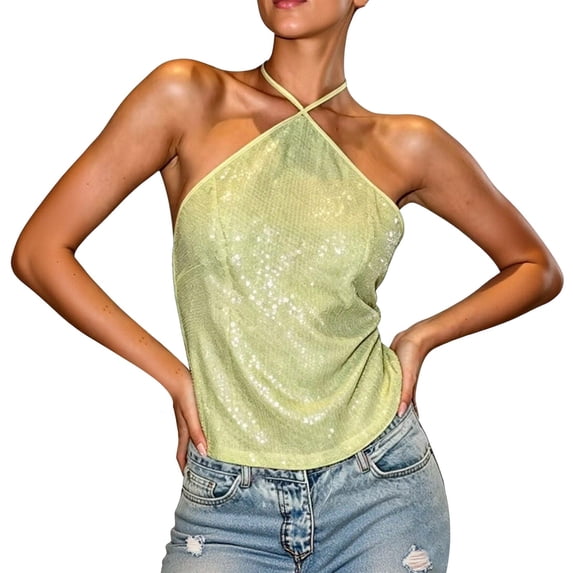 Bibifish Womens Tank Tops Fold Collar Deep V Cutout Front Summer Sleeveless Camisole Thin Straps Loose Cropped Going Out Tops