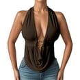 thumbnail image 1 of Bibifish Womens Tank Tops Halter Neck Deep V Sexy Tops Draped Cutout Solid Color Going Out Tops, 1 of 6