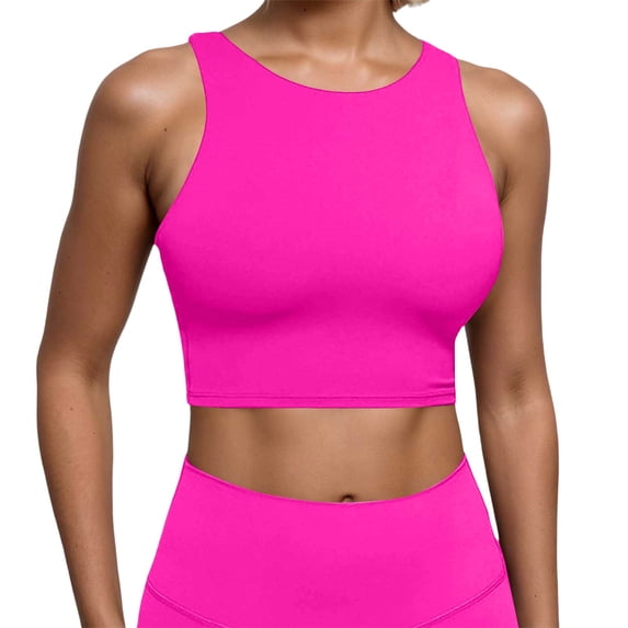 Bibifish Womens Tank Tops High Neck Breathable Summer Workout Tank Tops Crop Padded Sleeveless