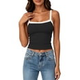 thumbnail image 1 of Bibifish Womens Tank Tops Lace Spaghetti Straps Summer Sleeveless Camisole Ribbed Slim Fit Everyday Layering Tops, 1 of 5