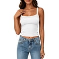 thumbnail image 1 of Bibifish Womens Tank Tops Lace Spaghetti Straps Summer Sleeveless Camisole Ribbed Slim Fit Everyday Layering Tops, 1 of 5