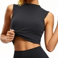 thumbnail image 1 of Bibifish Womens Tank Tops Neck Sleeveless Side Split Hem Workout Camisoles Cropped Fitted Summer Sleeveless Shirts, 1 of 6