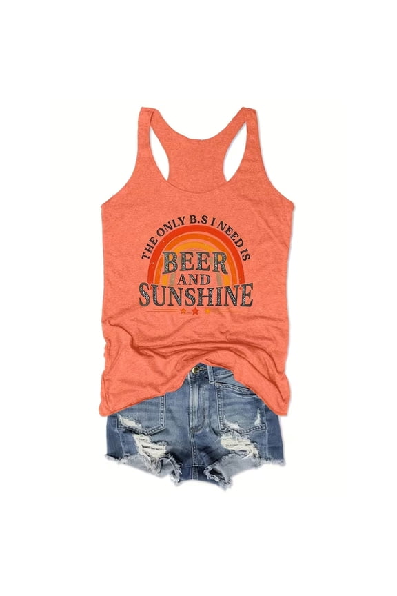 Womens Tank Tops Racerback Tank Tops Sunshine Letter Print Sleeveless Casual Basic Shirts